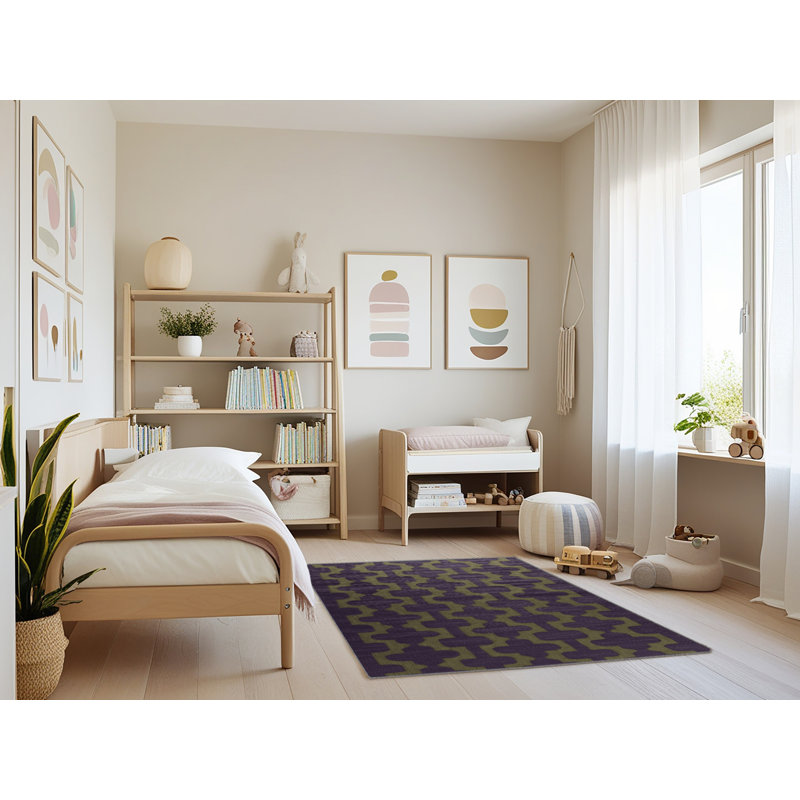 Tapis mauve lavable à la machine, Rectangulaire 3 pi x 5 pi