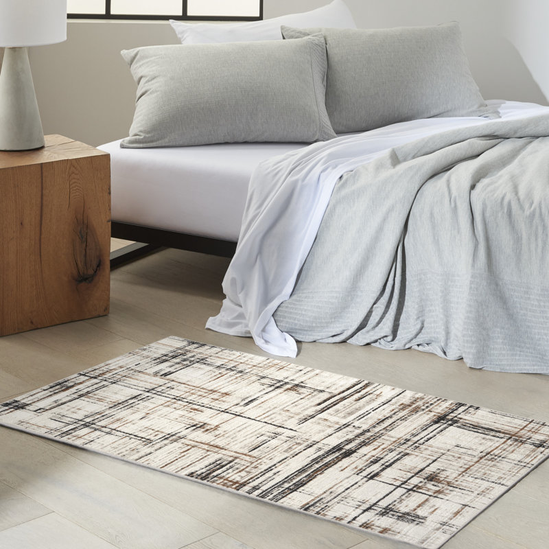 Tapis moderne ivoire Calvin Klein, Rectangle 3 pi 2 po x 5 pi