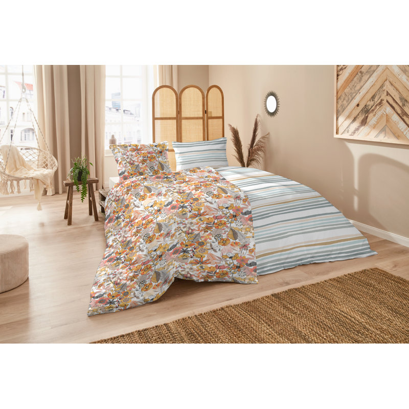 Cotton Floral Duvet Cover Set with Pillow Shams, 135 x 200