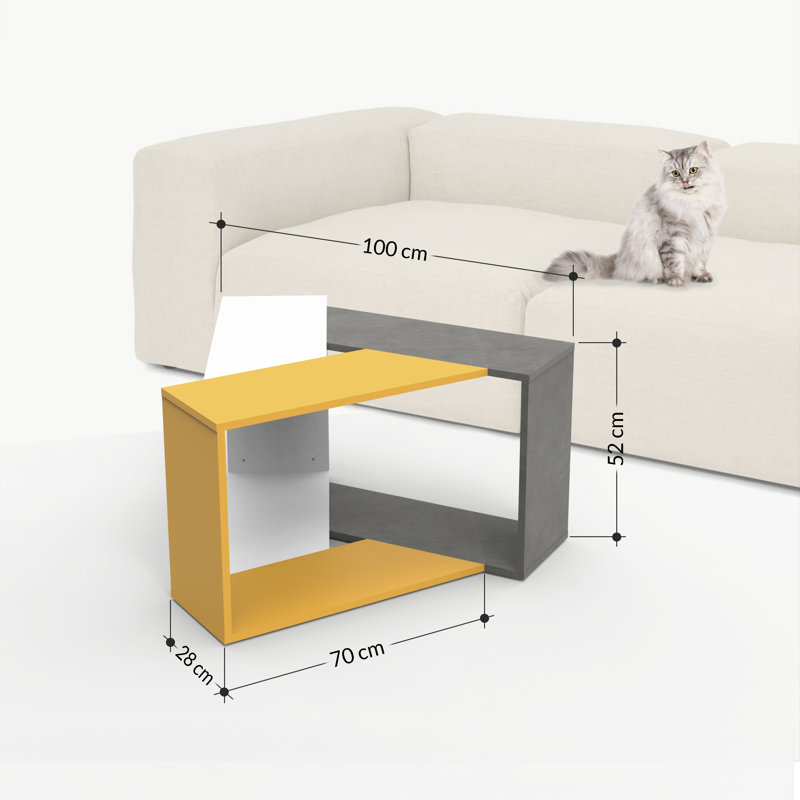 Trio Floor Shelf Coffee Table with Unique Triangular Prism Design, Dark Coffee