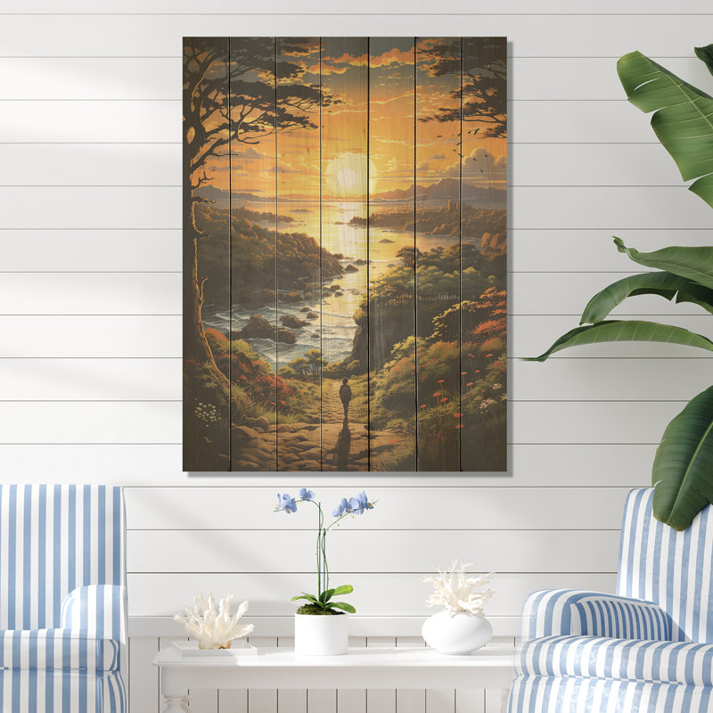 Sunrise Kid Solutide Landdapce II - Tropical côtier sur bois, H 32 po x l 24 po