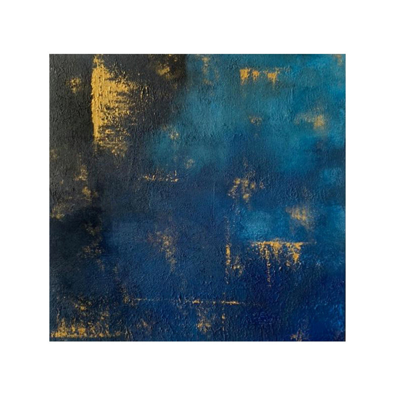 Or texturé avec base bleue | «Mixed Media On Box» par Rashi Jain