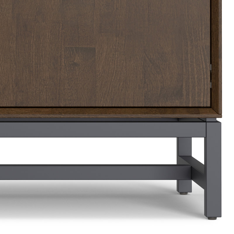 Walnut Brown Solid Wood and Metal 2-Door Sideboard Buffet