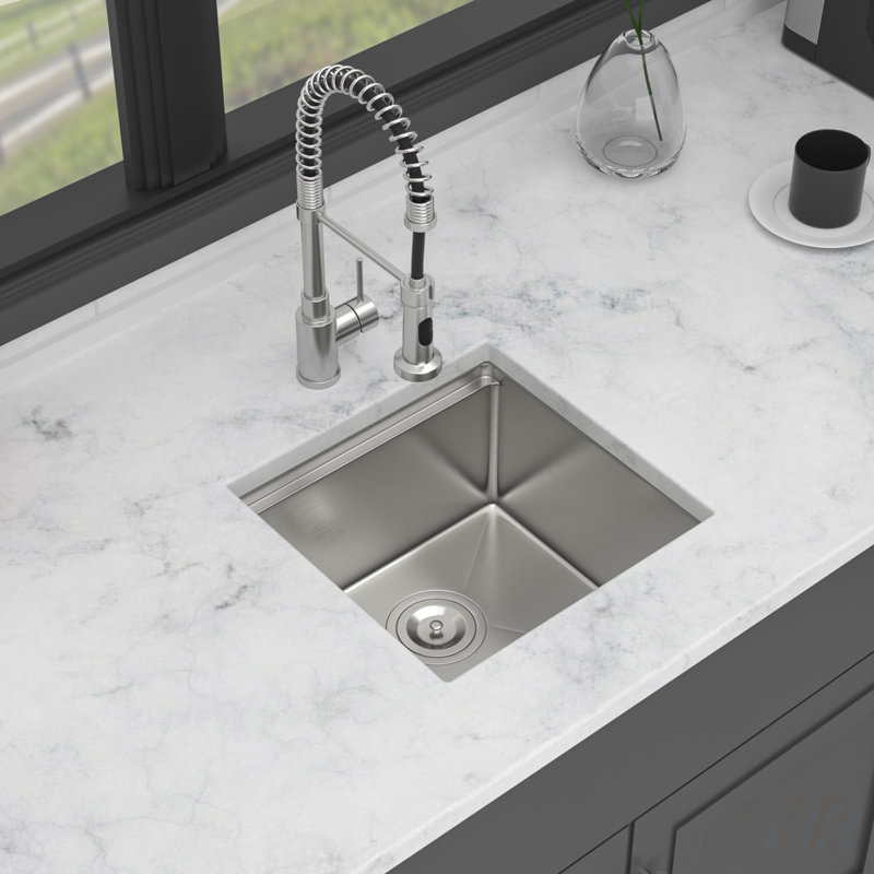 17 Inch Undermount Kitchen Sink with Ledge, 16 Gauge Stainless Steel, Single Bowl, Durable and Functional Workstation Design
