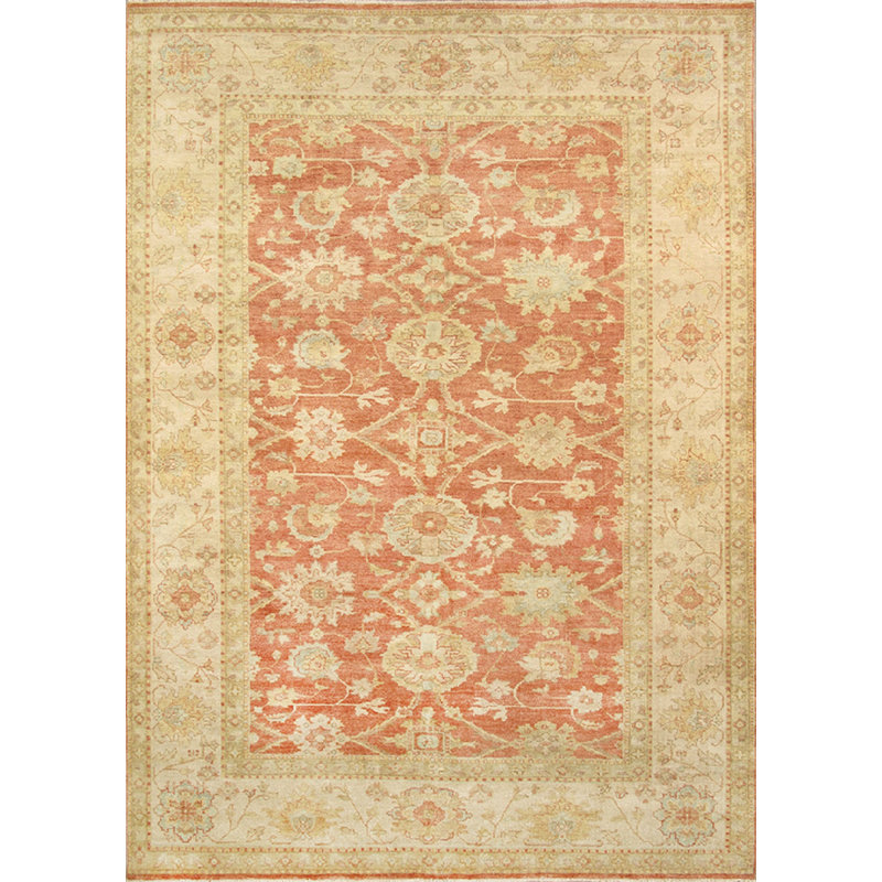 Tapis oriental corail / orange / beige en laine noué à la main Sultanabad, Rectangle 8 pi 2 po x 10 pi 1 po
