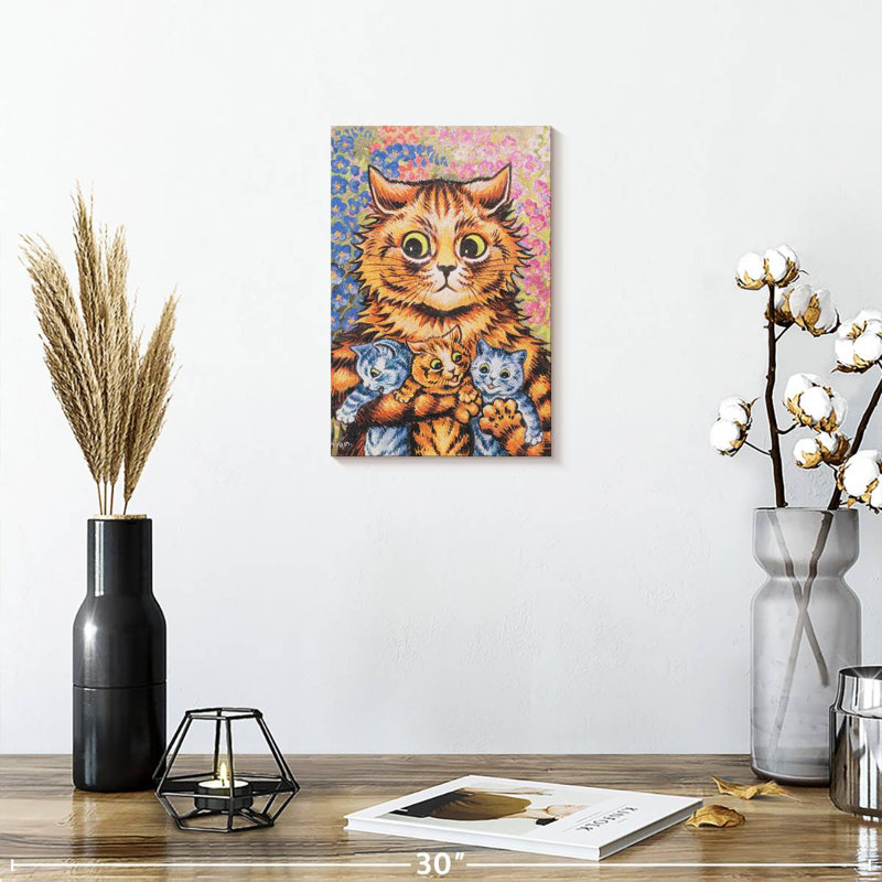 Brampt A Cat With Her Kittens, 12" H x 8" W