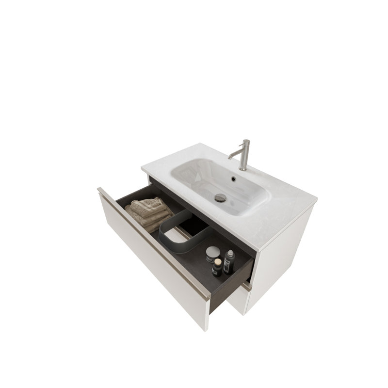 Abigeal Single Vanity with Integrated Basin, White