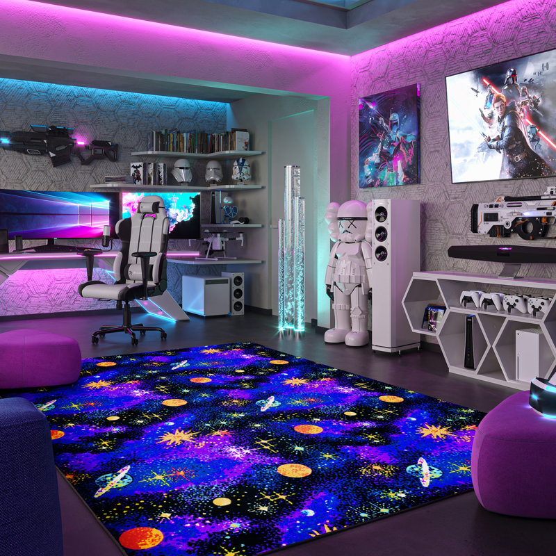 Space Explorer Fluorescent Area Rug by Joy Carpets, Square 6'