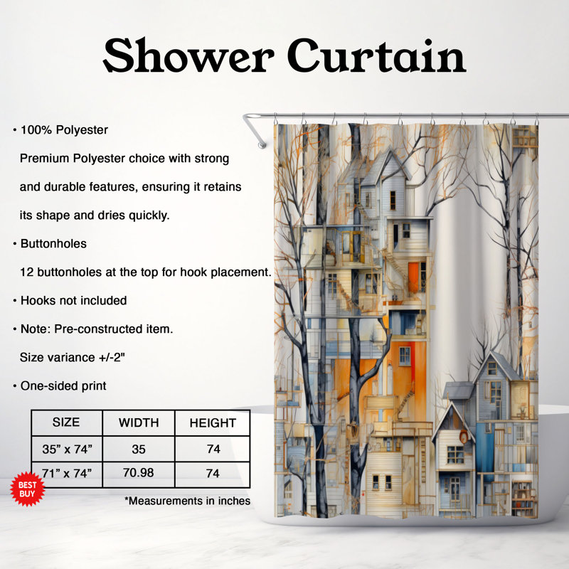 Rideau de douche Imojen, H 74 po x l 71 po
