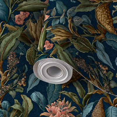 Papier peint auto-adhésif et amovible avec motif floral de papier peint auto-adhésif pour jardin botanique 24 po x 118 po (60 x 300 cm)