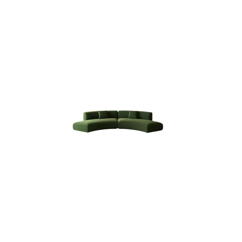 Demi-cercle vert olive avec canapé incurvé, H 27,56 po x l 94,49 po x P 25,59 po