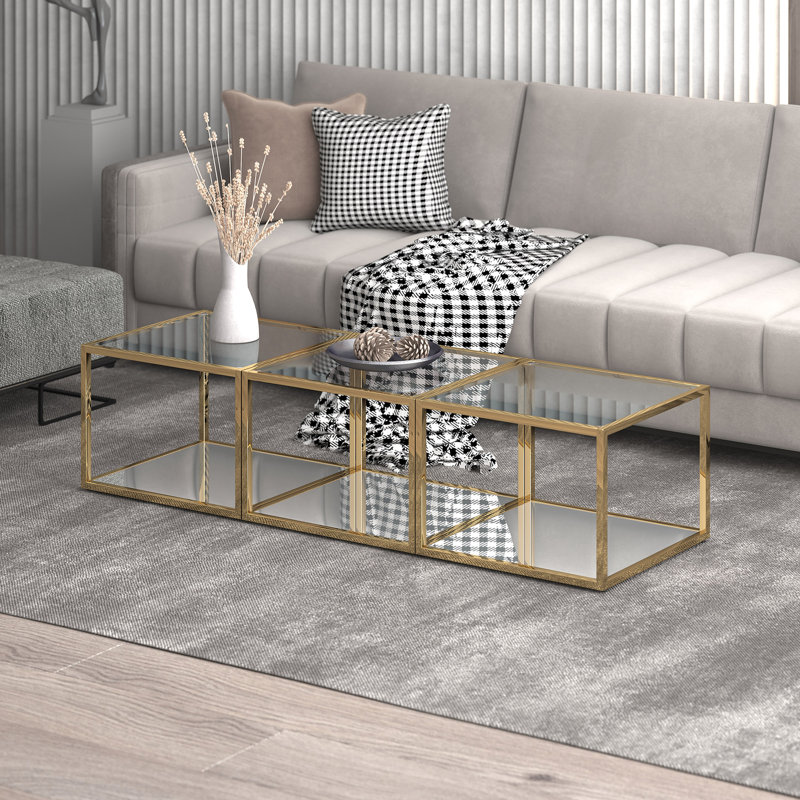 Table basse 4 pieds 3 pieds Reaford, Chrome, H 14 po x L 20 po x l 20 po