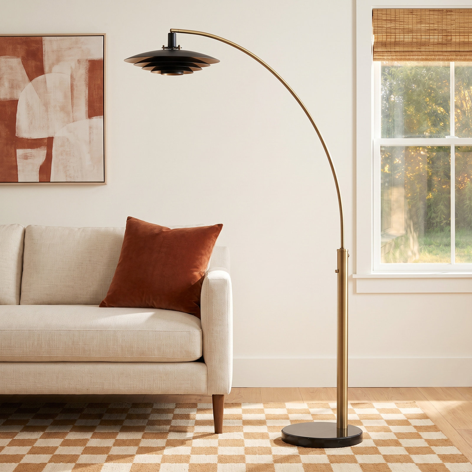 Rancho Mirage 86" Marble Lamp, Weathered Brass