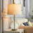 28in Clear Spiral Glass Industrial Table Lamp, Bedside Lamp With Linen Lampshade