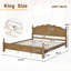 Cadre de lit en bois de style vintage américain classique avec tête de lit incurvée, conception à plateforme pour un soutien robuste, aucun sommier requis, pour les chambres traditionnelles-133401859-133401856
