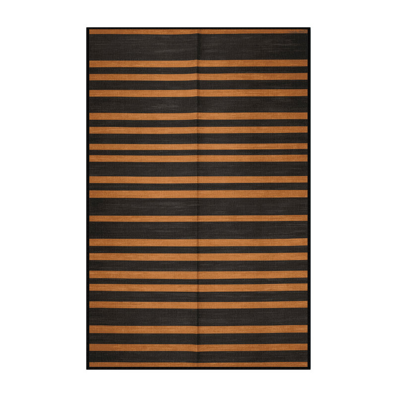 Tapis brun à rayures horizontales lavable à la machine, Tapis de couloir 2 pi x 4 pi