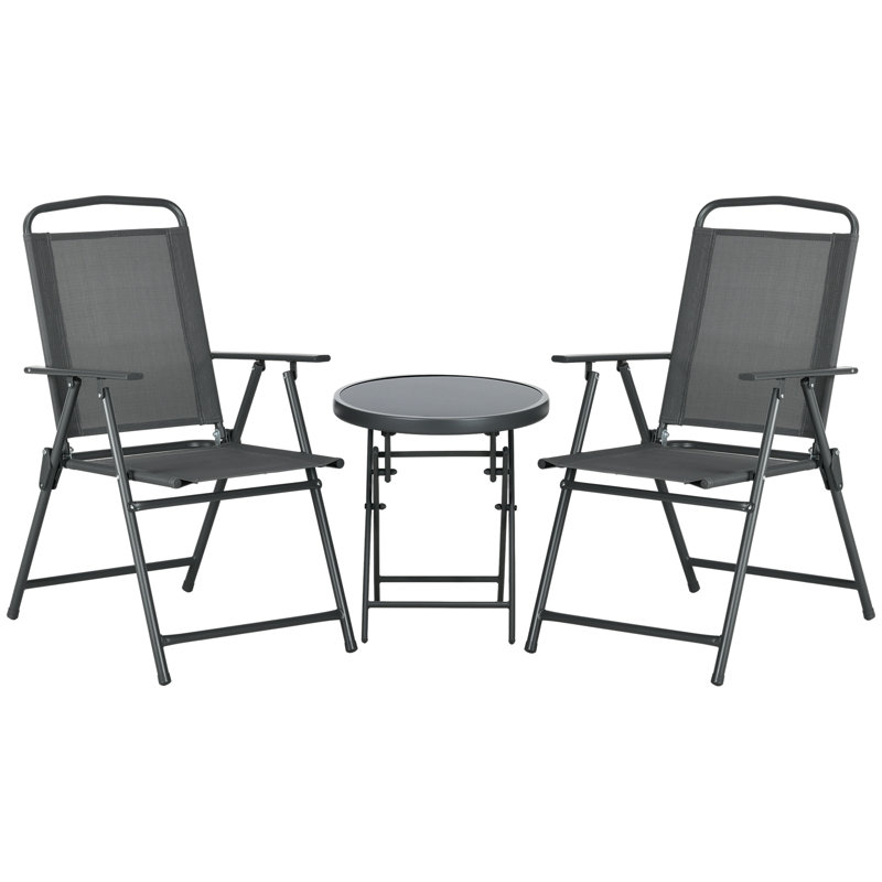 Ensemble de bistro d'extérieur petit ensemble de patio avec chaises pliables, Gris anthracite