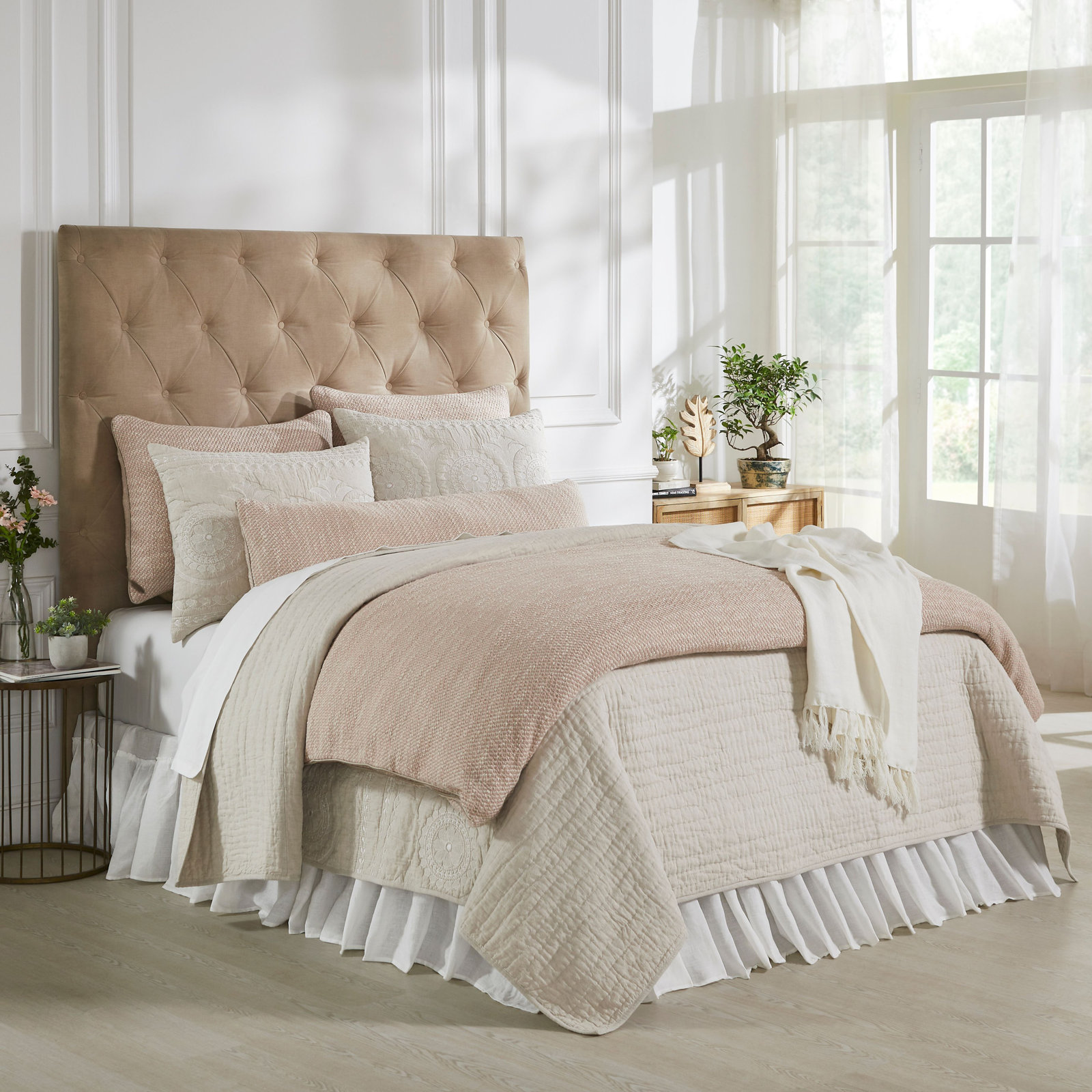 Brylon Cotton Duvet Cover Set, King, Vintage Rose