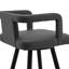 Tabouret de bar pivotant de 30 po en similicuir gris et métal noir, mobilité à 360 degrés, dossier ouvert, coussins rembourrés de mousse, structure métallique stable avec dossier pivotant, dossier respirant, rembourrage doux, pratique