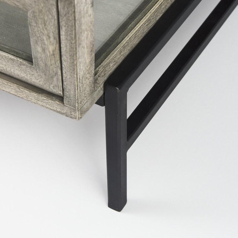 Warner Coffee Table with Storage, 15" x 43.5" x 42", Gray, Black