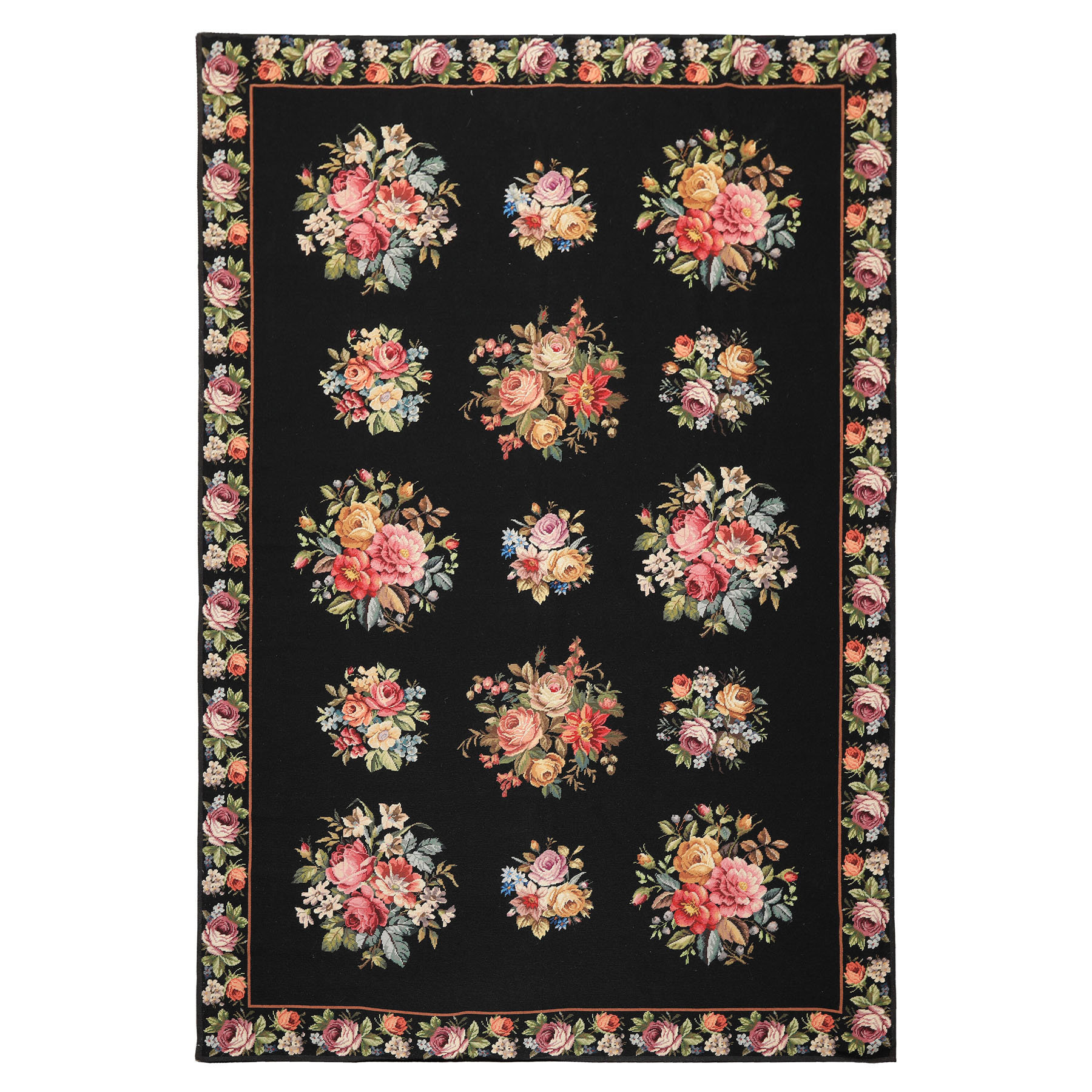 Bloomsbury Market 6x9 Hand Woven Wool Black French Aubusson Needlepoint ...