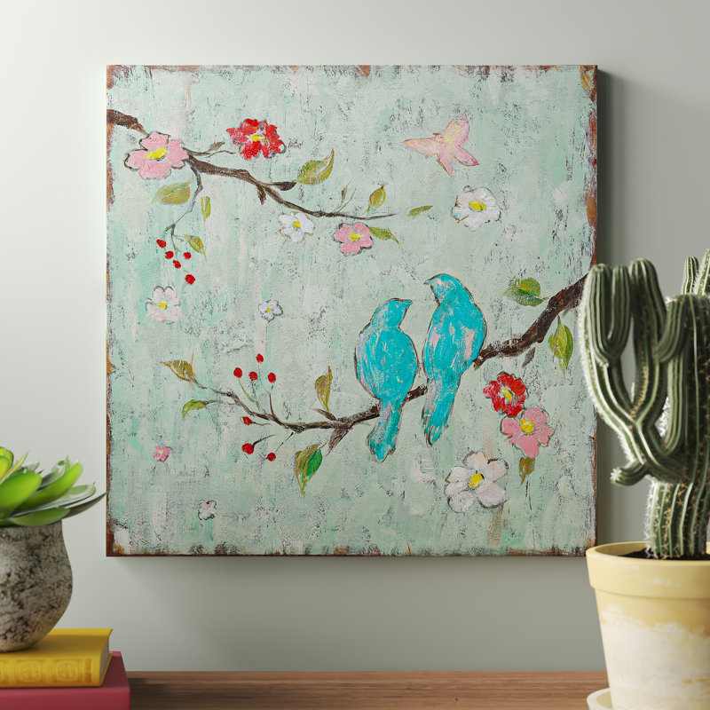 Love Birds I by Katy Frances - Painting on Canvas, Wrapped Canvas, 45.72 cm H x 45.72 cm W