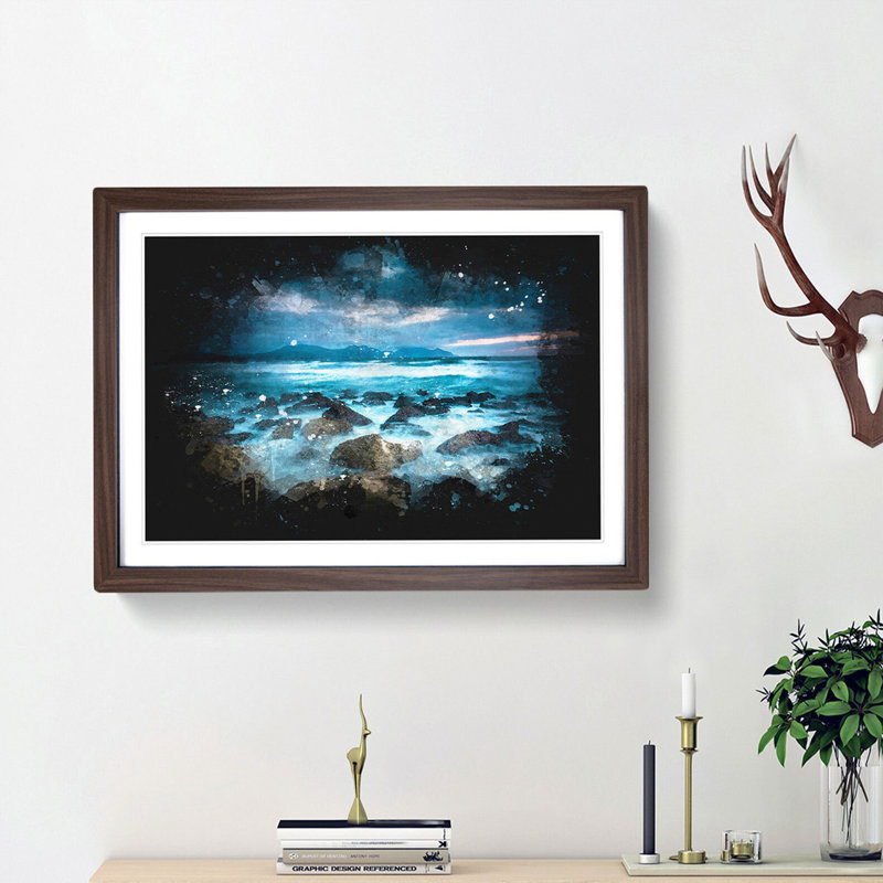 Stormy Evening in Wales - Picture Frame Graphic Art Print, Walnut Framed, 62cm H x 87cm W x 2cm D