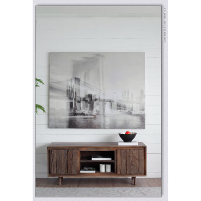 Meuble télé 55 po x 16 po x 22,5 po avec 2 portes en bois recyclé