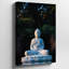 Toile, statue de Bouddha blanc serein posée dans une pose méditative entourée d'un fond de jardin luxuriant foncé qui rehausse son art mural sur toile-1080941882