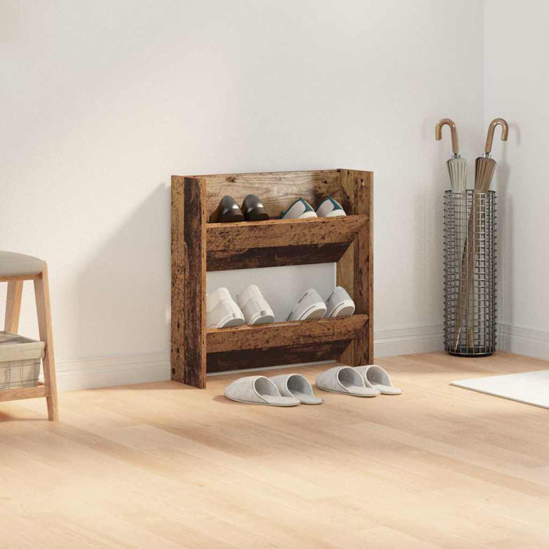 Wall Shoe Cabinet With Shelf Other Engineered Wood, Old Wood