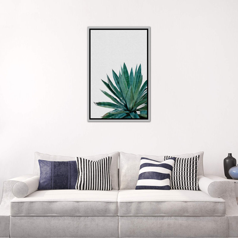 « agave cactus »-impression photographie, H 48 po x l 32 po x P 1,5 po, Toile avec cadre argenté