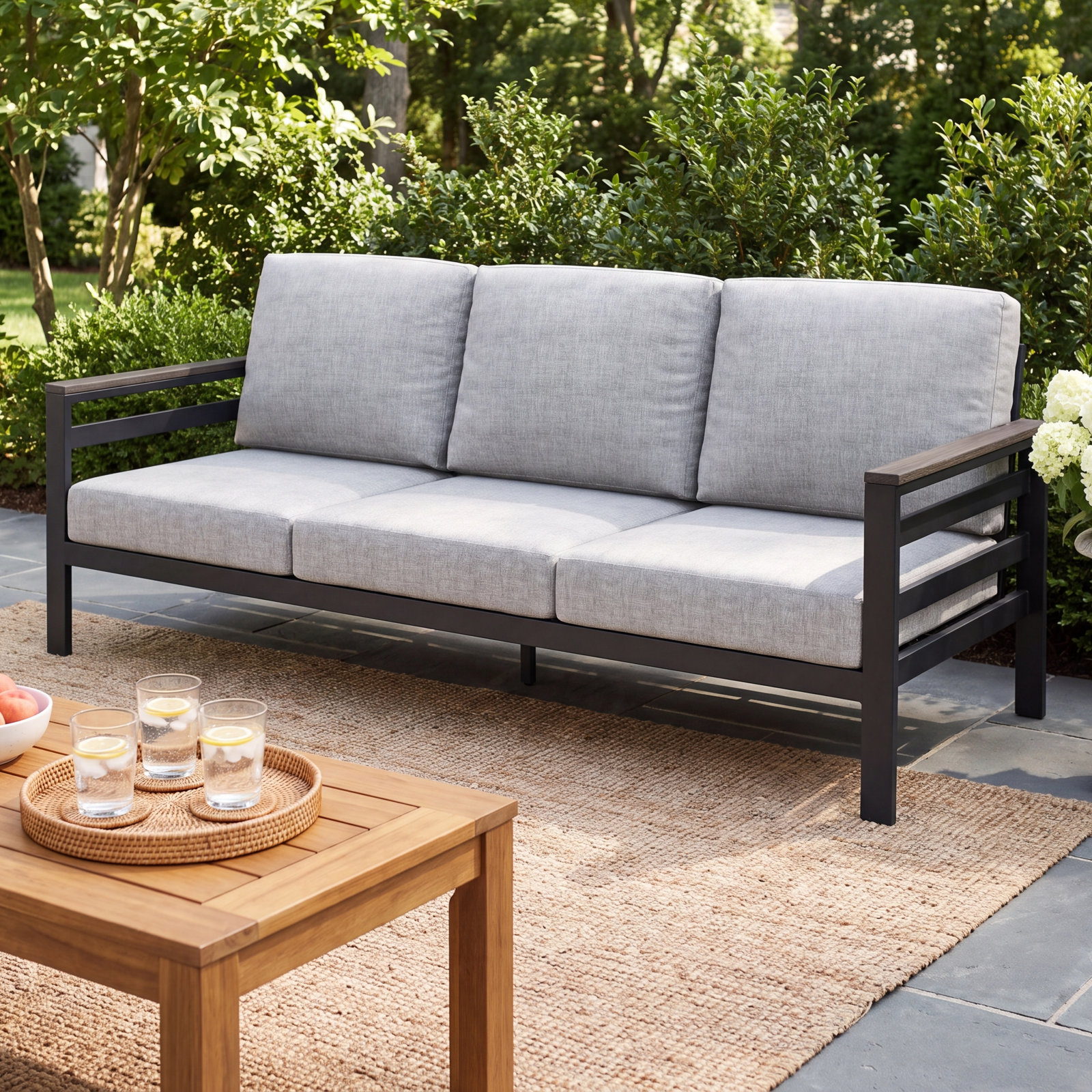 Townsend 80" Sunbrella® Patio Sofa, Canvas Granite Sunbrella® Canvas, Coastal Grey