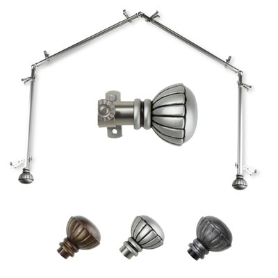 Yusuf Steel Adjustable Bay Window Single Curtain Rod