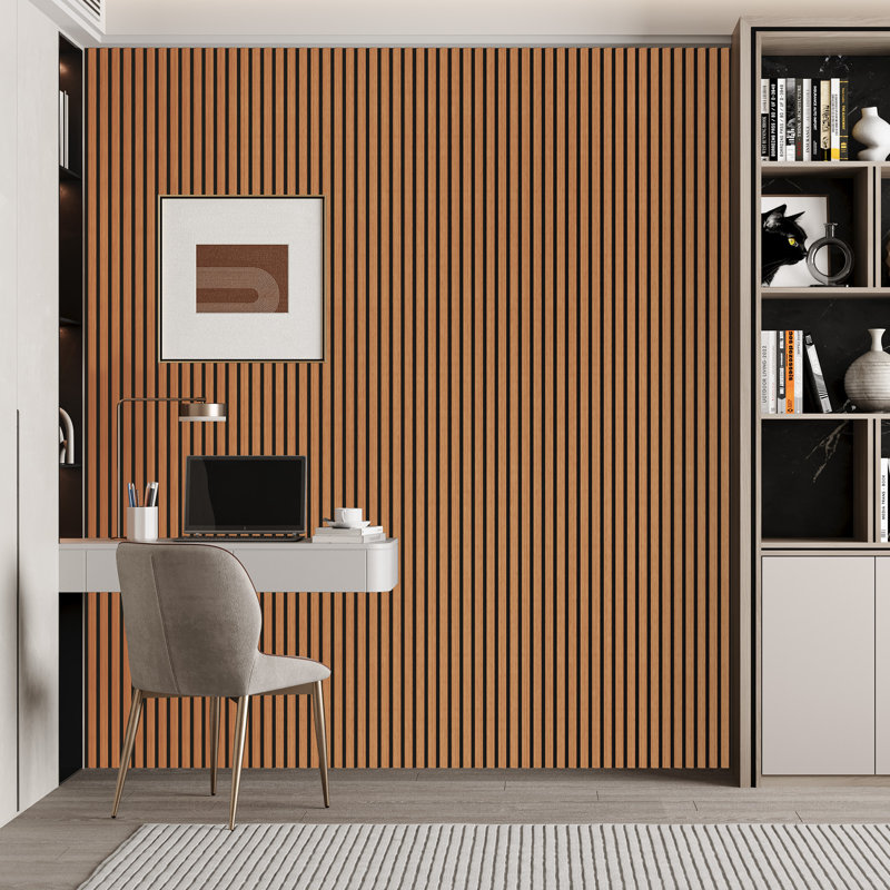 4 PCS 106"L x 12.6"W Acoustic Slat Wall Panels, Eco-Wood Look for Home/Office Wall & Ceiling (37.12 sq. ft.), Light Maple