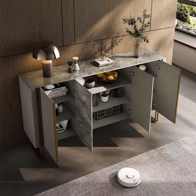 Armoire de rangement en pierre de style italien, H 33,46 po x l 62,99 po x P 15,75 po, Gris