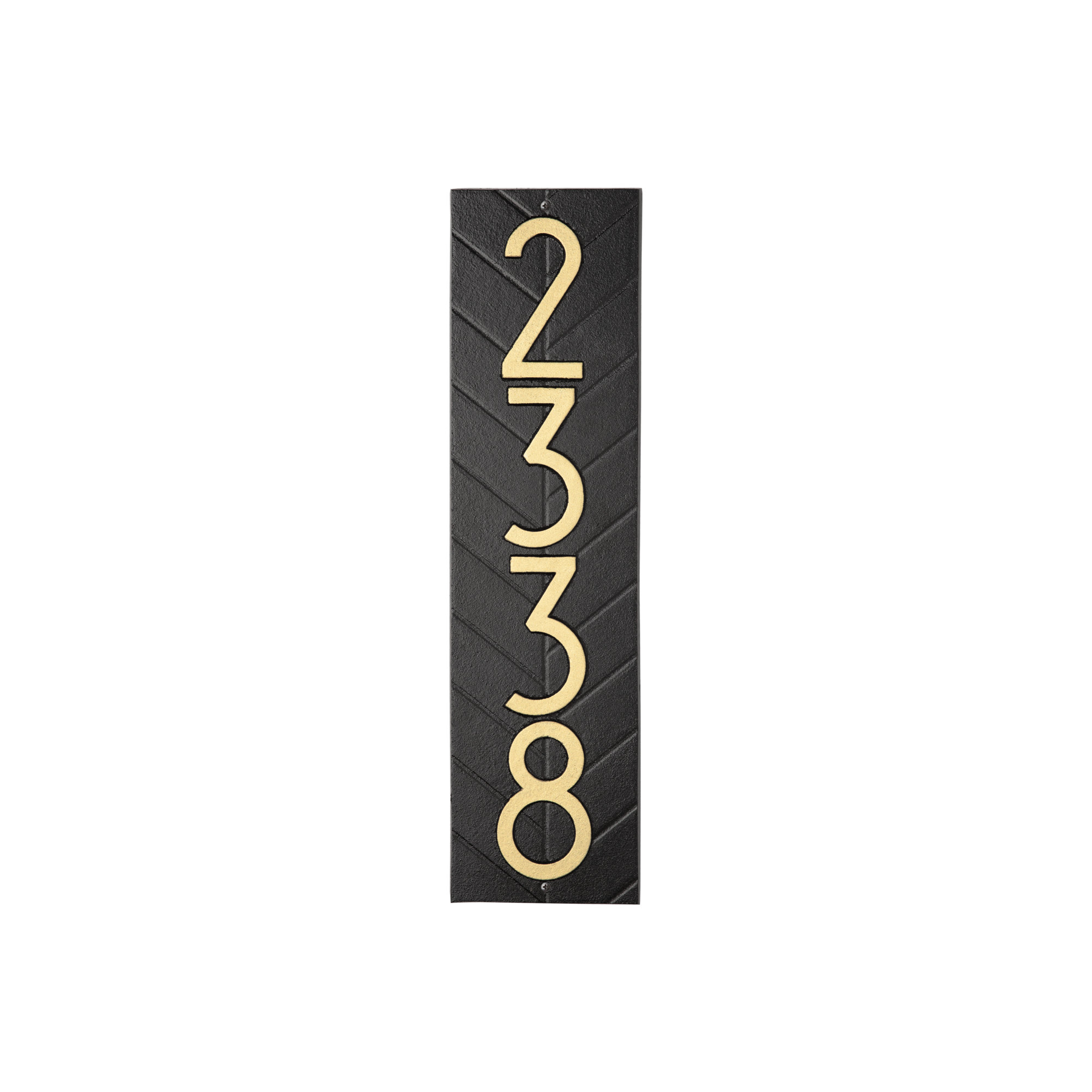 Mid-century Modern Herringbone Vertical Wall Plaque, Black/Gold, Yes