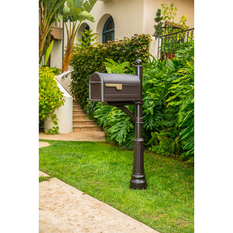 Mapleton Large Rubbed Bronze Steel Post Mount Mailbox