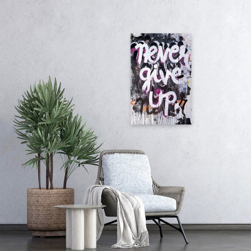 N'abandonnez jamais - Graffiti abstrait noir, H 24 po x l 16 po