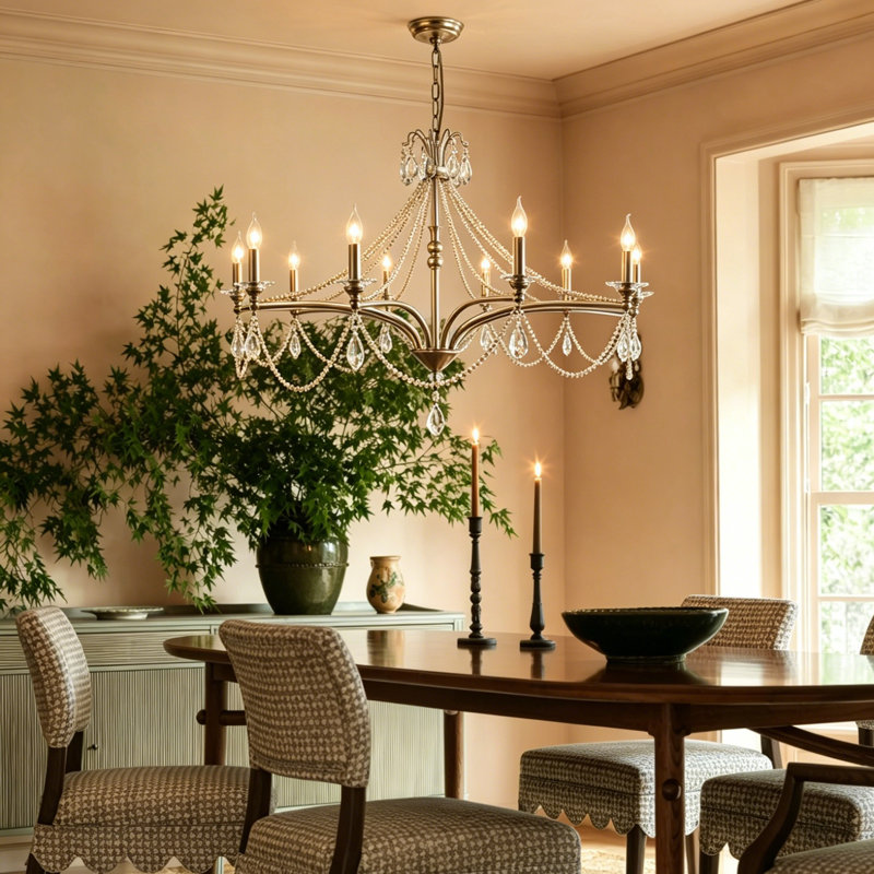 Lustre traditionnel de style bougie 6/8/10/20 lumières Dzesika Adelina, H 26,7 po x l 41,3 po x P 41,3 po, 1 étage