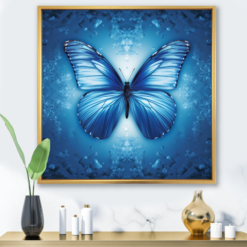 " Diamond Butterfly III ", 16" H x 16" W x 1" D, Gold Floater Framed