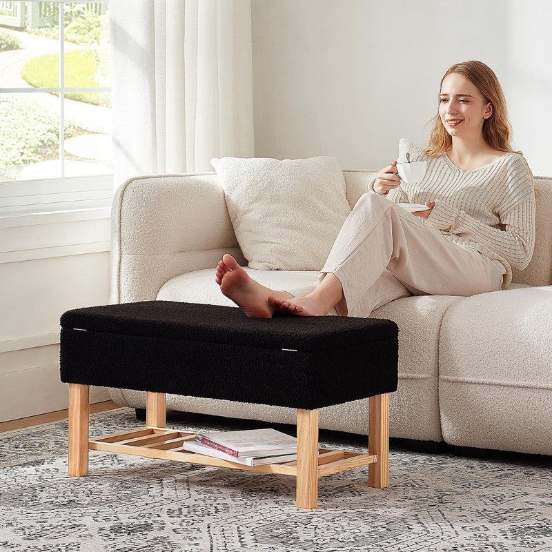 Banc de rangement pour chambre à coucher, Noir, noir, noir, noir