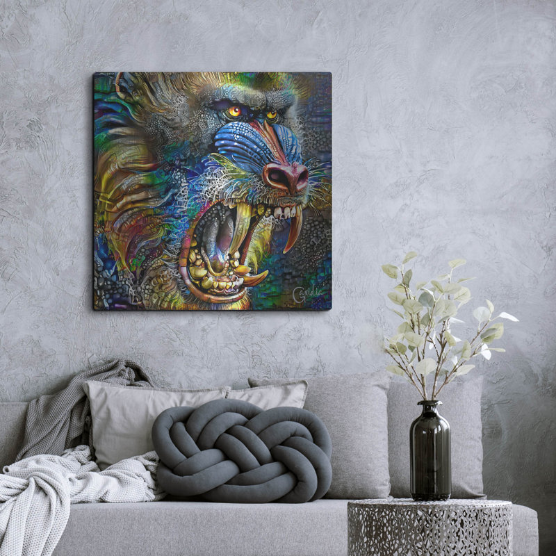  «Mandrill» par Pierre Gavidia, art mural en métal, 36 po x 36 po, H 36 po x l 36 po