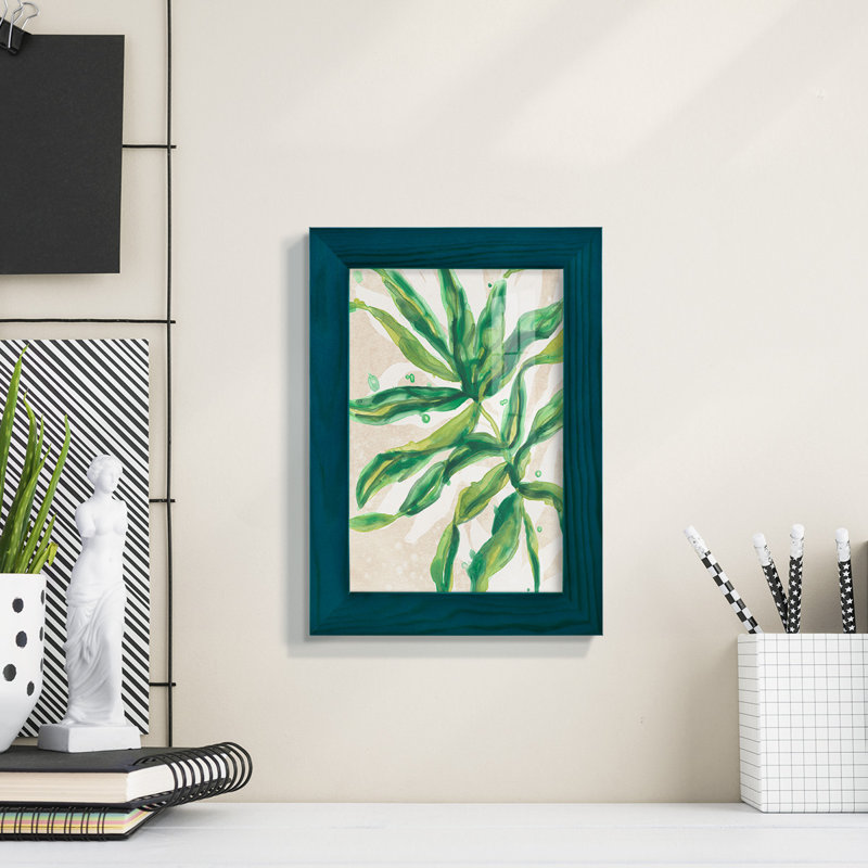 Parchment Palms II - reproduction de cadre photo simple, H 6 po x l 4 po x P 1 po, Cadre bleu