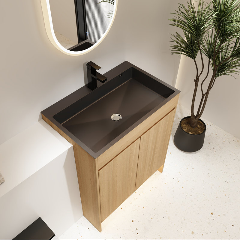 Armoire à linge 28 "en chêne avec évier en acier inoxydable