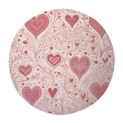 Tender Pink Hearts Braided Rug
