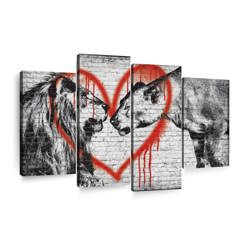 Lion romantique 4 pièces, H 27 po x l 43 po x P 1,25 po