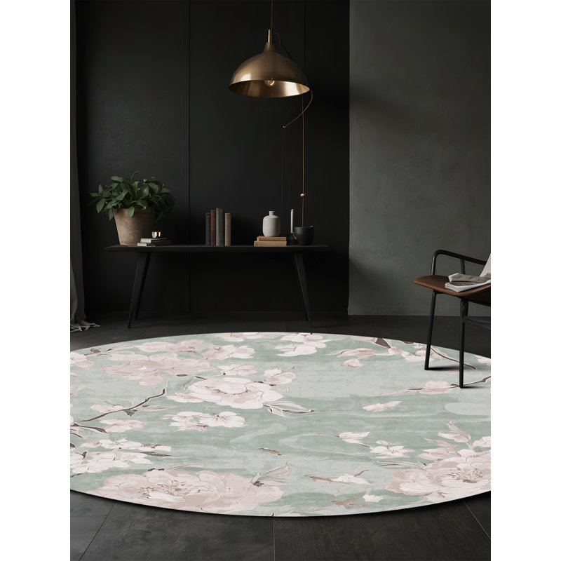 Tapis brun soyeux et moelleux, Rond 5 pi