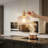 Vintage Brass Pendant Light, Premium Ribbed Glass Hanging Ceiling Fixture with Rotary Switch, Adjustable Fabric Cord Mini Chandelier for Kitchen Island, Dining Room, Dimmable E26 Base (6W Bulb Included)