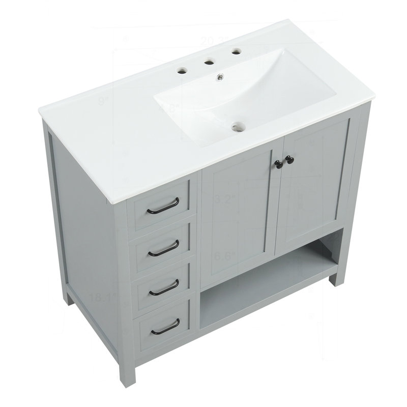 36" Bathroom Vanity with Sink Top, Gray