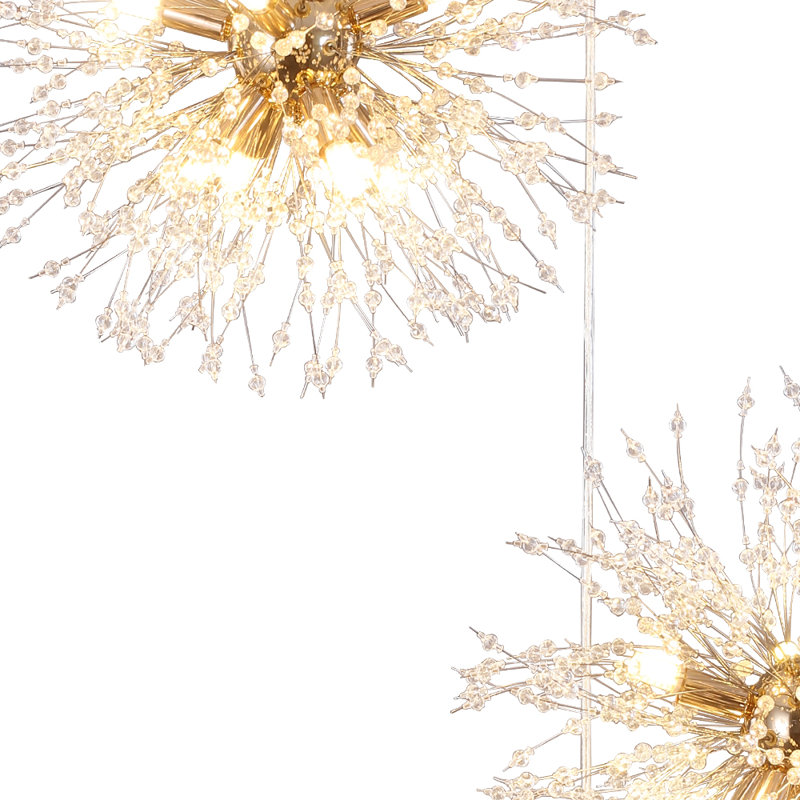 Modern Large Sputnik Firework Staircase Chandelier, 3 Lights
